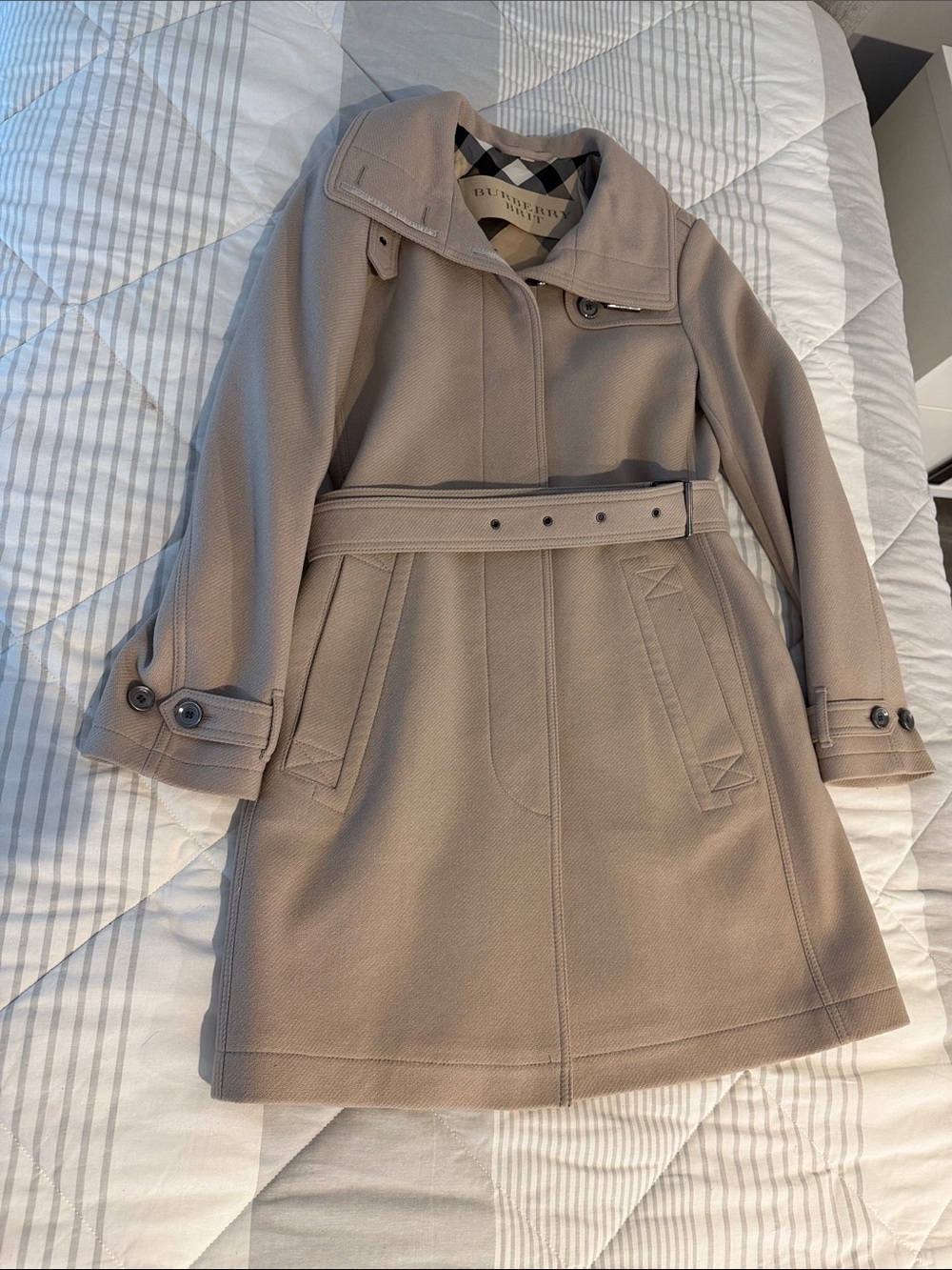 Burberry Taupe Trench Coat with Belt